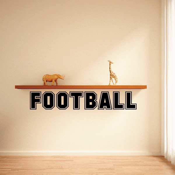 Football vinyl wall decal with bold 'FOOTBALL' word and animal silhouettes