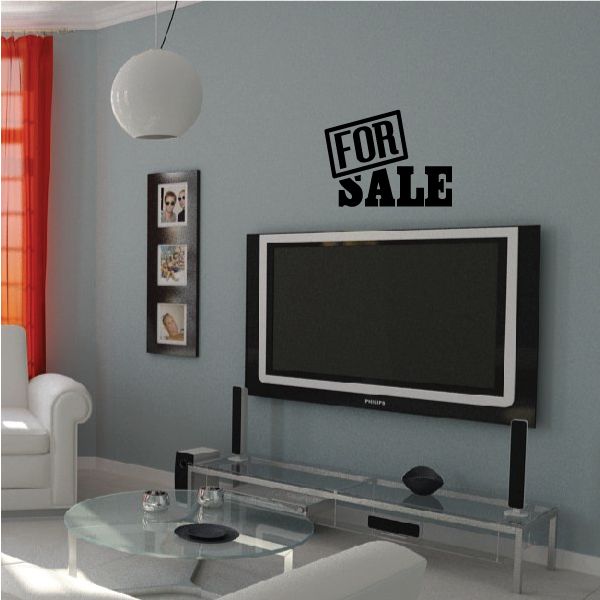 For Sale vinyl decal with stacked black lettering