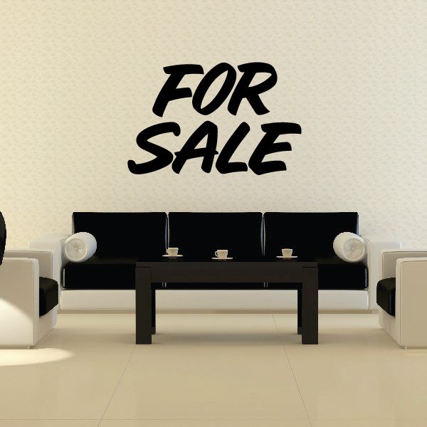 Vinyl wall decal with bold black text: "FOR SALE"