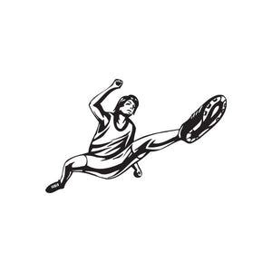 Parkour decal sticker showing athlete vault kick, black-and-white illustration.