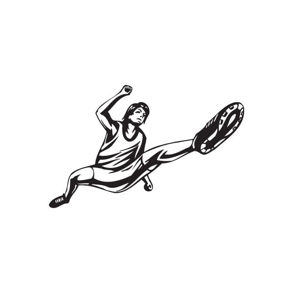 Parkour decal sticker showing athlete vault kick, black-and-white illustration.