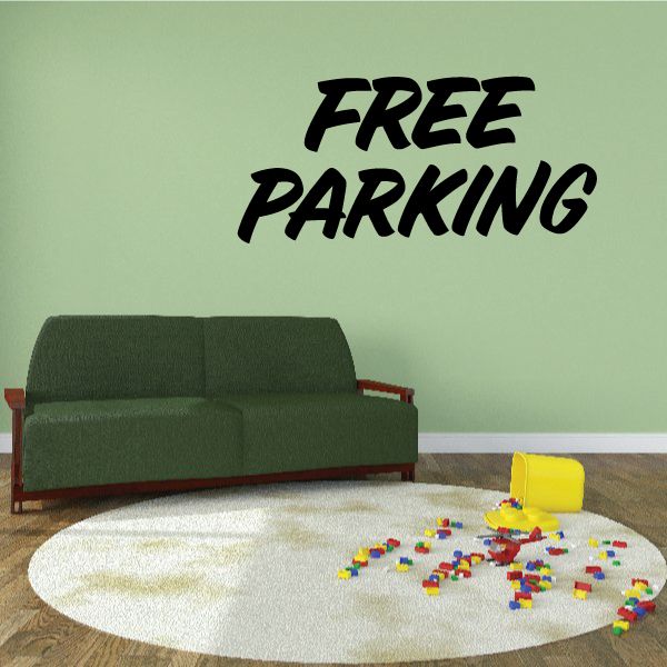 Free Parking wall decal with bold black lettering