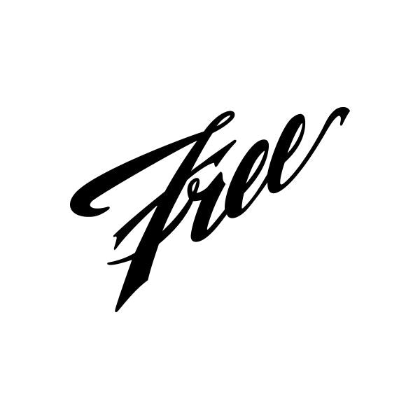 Free word vinyl decal sticker with black cursive lettering
