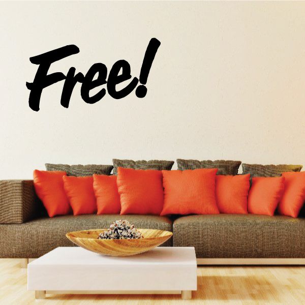 Vinyl wall decal with 'Free!' lettering