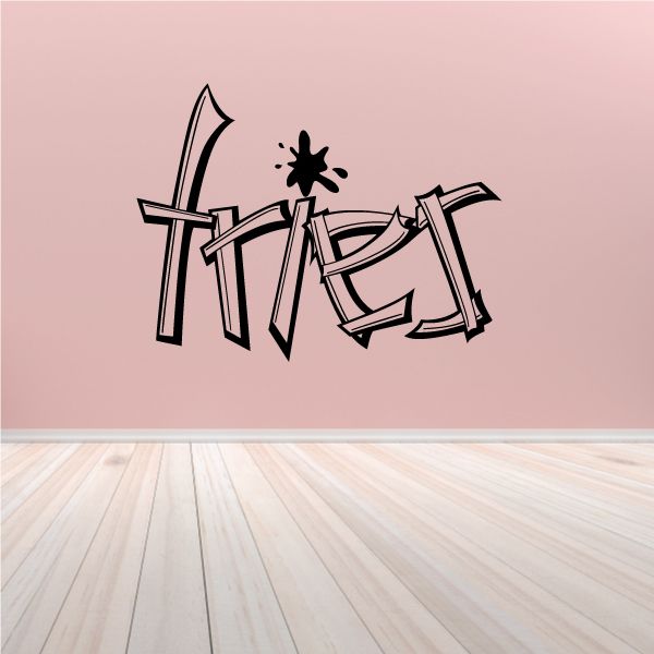 Graffiti-style fries wall decal vinyl with stylized lettering and starburst