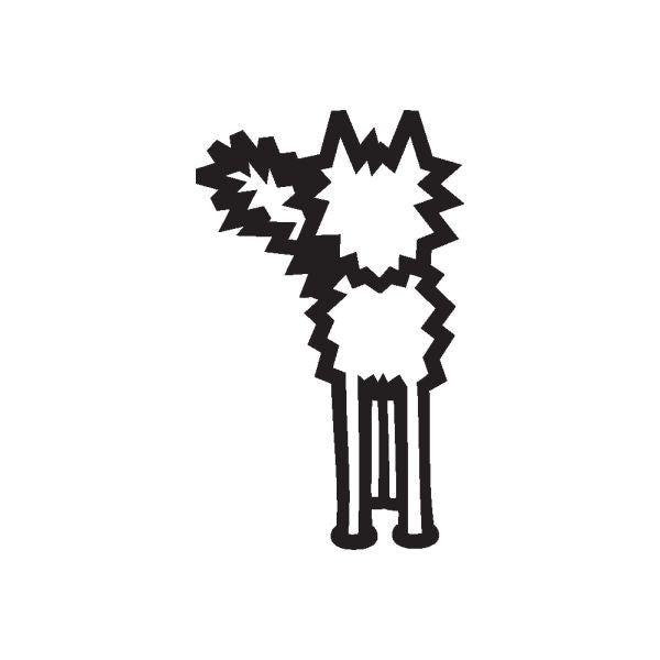 Black frizzy cat decal with jagged whisker silhouette