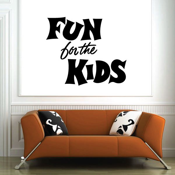 Kids wall decal with 'FUN for the KIDS' black lettering