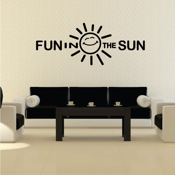 Wall decal: 'FUN IN THE SUN' with smiling sun icon
