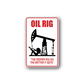 Oil rig wall sticker: red 'OIL RIG' text, pump silhouette, and slogan
