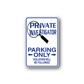 Vinyl sign decal with PRIVATE INVESTIGATOR text, magnifier, PARKING ONLY arrows