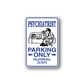 Blue die-cut parking sign decal: PSYCHIATRIST PARKING ONLY, violators will go nuts