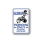 Blue white die-cut vinyl decal: 'Salesman Parking Only' sign with arrows.