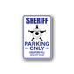 Sheriff parking only vinyl wall decal with crossed gun icon and warning text