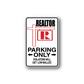 Realtor parking only wall decal sticker with red and black lettering on white