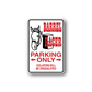 Parking only vinyl sign decal with horse head, barrel racer wording, red and black text