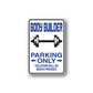 Body builder parking only sign wall decal with bench pressed text and arrows