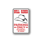 Vinyl decal sign sticker with bull rider, cowboy hat, and 'Parking Only' text
