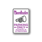 Die-cut vinyl sticker with purple Cheerleader Parking Only sign and megaphone graphic