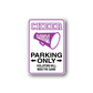 Cheer mom parking only vinyl decal with megaphone, arrows, and 'Violators will miss the game'.