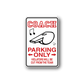 Vinyl parking only sign wall decal with arrows and black claw icon; red and black text
