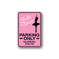 Pink parking-only vinyl wall decal with ballerina silhouette and arrows