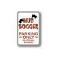 Rectangular mud bogger parking only wall decal with boot icons and arrows, brown text