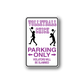 Die-cut vinyl parking sign sticker reading “Volleyball Chick” with volleyball icons