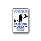 Vinyl parking sign decal with snowboarder silhouettes and 'Parking Only' text