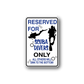 Die-cut vinyl sign decal: “Reserved for scuba divers only” with diver silhouette