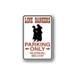 Rectangular parking only sign decal with line dancers silhouette and arrows