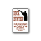 Rectangular vinyl sign sticker with hunter silhouette and Duck Hunter Parking Only text