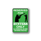 Green reserved for hunters only wall decal sticker with hunter silhouettes