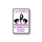 Gymnast parking only sign wall decal with black gymnast silhouette and purple arrows