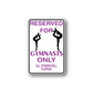 Vinyl sign decal: 'RESERVED FOR GYMNASTS ONLY' with gymnast silhouettes