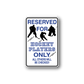 Reserved for hockey players only vinyl sticker with black silhouettes and blue text