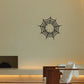 Black spider web wall decal with funnel-shaped design.