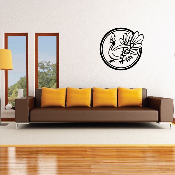 Image of Funny Turkey Circle Frame Decal