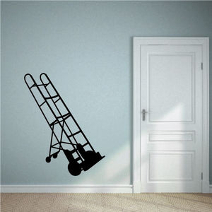 Black furniture dolly decal with two wheel points and ladder-like frame