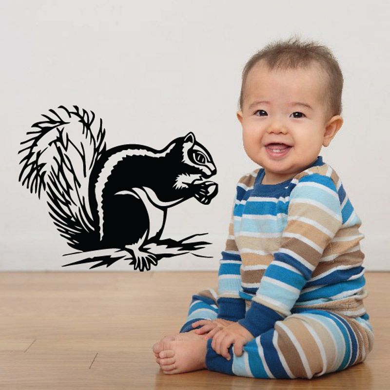 Image of Fuzzy Squirrel and Acorn Decal