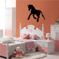 Galloping pony wall decal, black silhouette