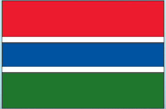 Gambia flag sticker with red, white, blue, and green horizontal stripes