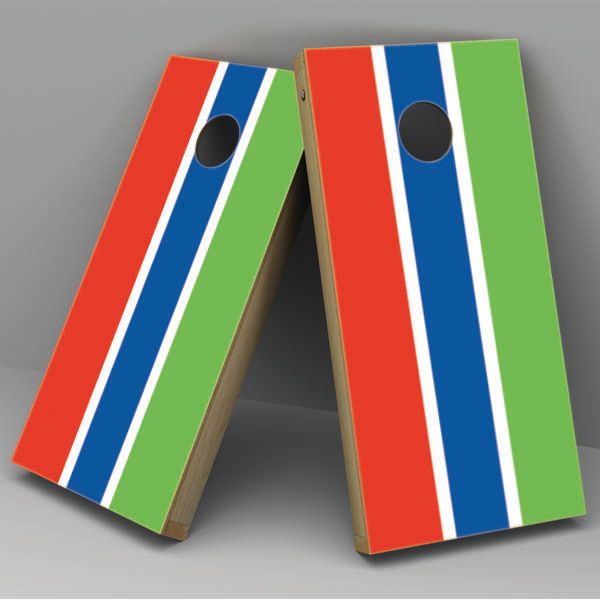 Gambia Flag Cornhole Board Vinyl Decal Wrap