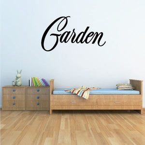 Garden wall decal, black script word "Garden"