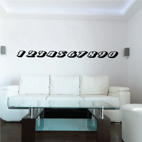 Race number decal with black 1234567890 digits, single row