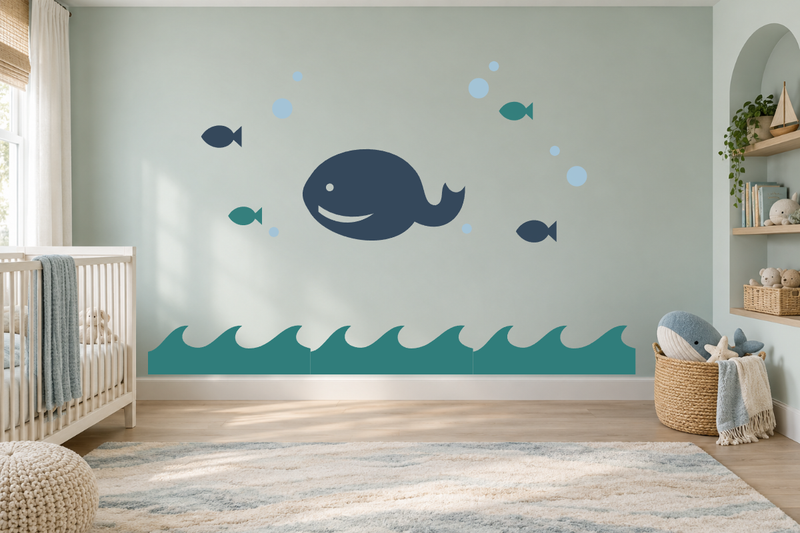 Gentle Whale Voyage Wall Decal Kit