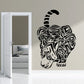 Geometric stripe tiger wall decal in black with white line accents