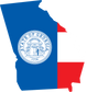 Georgia state flag shape sticker with circular state seal in center
