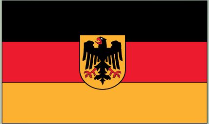 Germany flag sticker, rectangular red-yellow flag with black eagle emblem