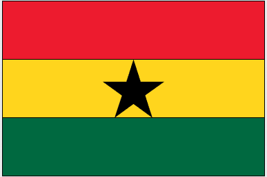 Ghana flag sticker with red, yellow, green stripes and a black five-point star