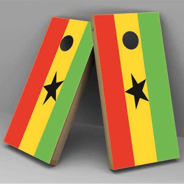 Ghana Flag Cornhole Board Vinyl Decal Wrap